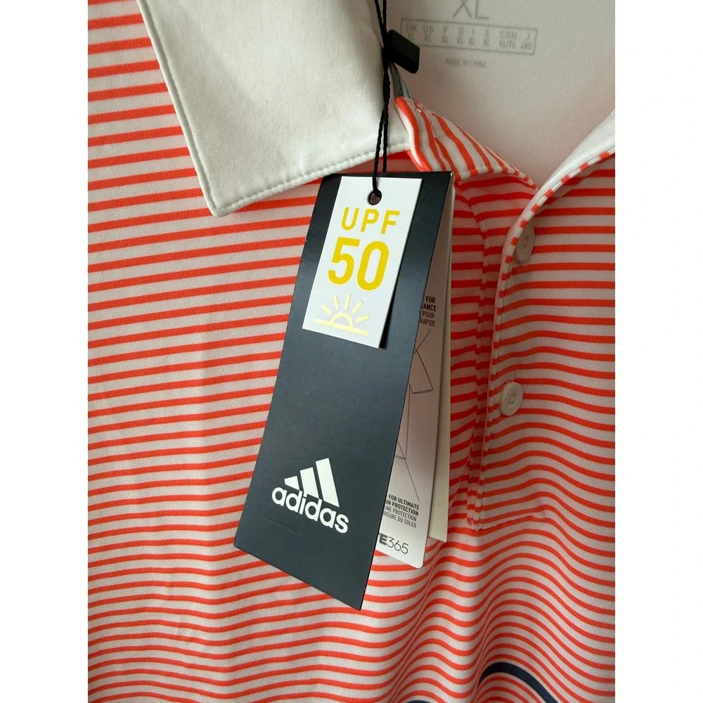 Adidas Mens Ultimate365 Colorblock Golf Polo Orange White Striped XL New NWT